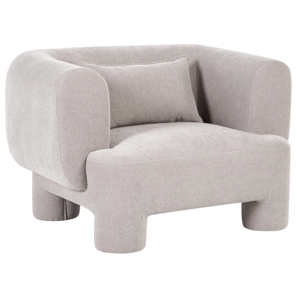 Set da salotto in tessuto beige scuro divano a 3 posti dalle linee morbide e curve divanetto poltrona e pouf in stile retrò minimalista