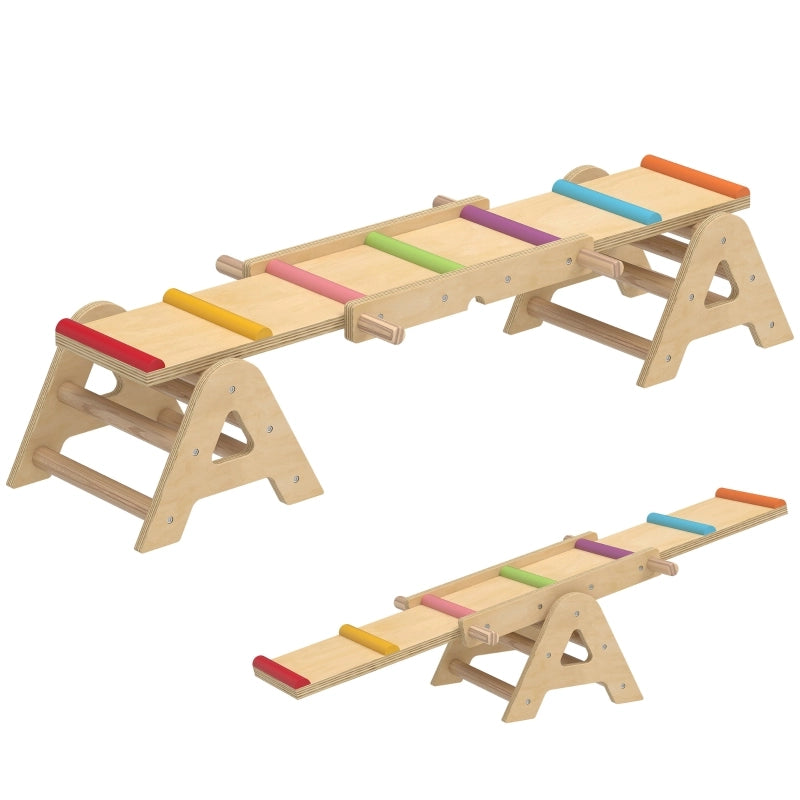 Altalena 2 in 1 per bambini, trave di equilibrio in legno, altalena a dondolo per giardino, tavola di equilibrio 133 x 38 x 24 cm
