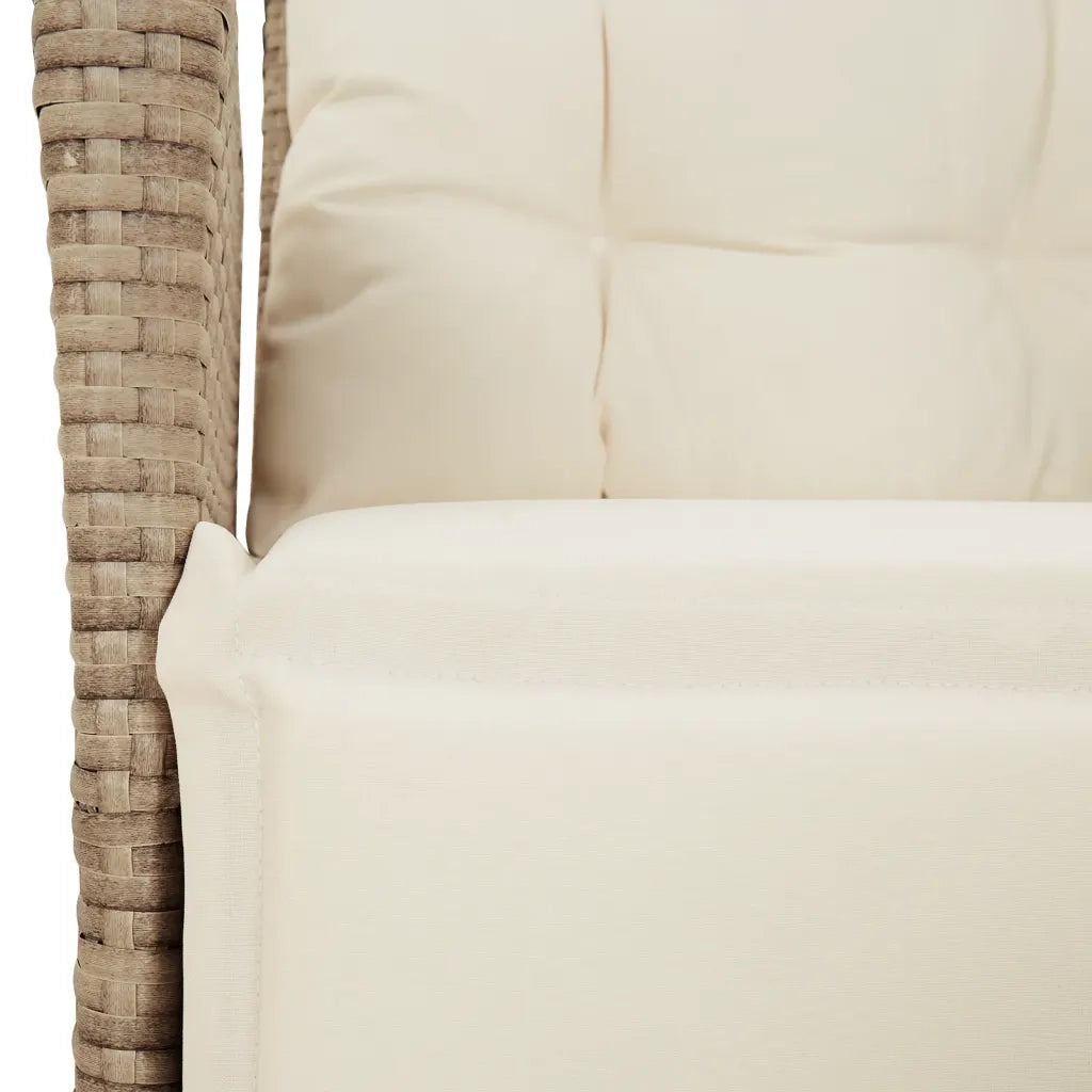 Set da Pranzo da Giardino 7 pz con Cuscini Beige in Polyrattan