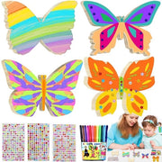 Set di decorazione Vlinder 40 pezzi - Vlinders in legno da decorare con pennello e glitterstickers - Decorazione da fare in casa per artigianato