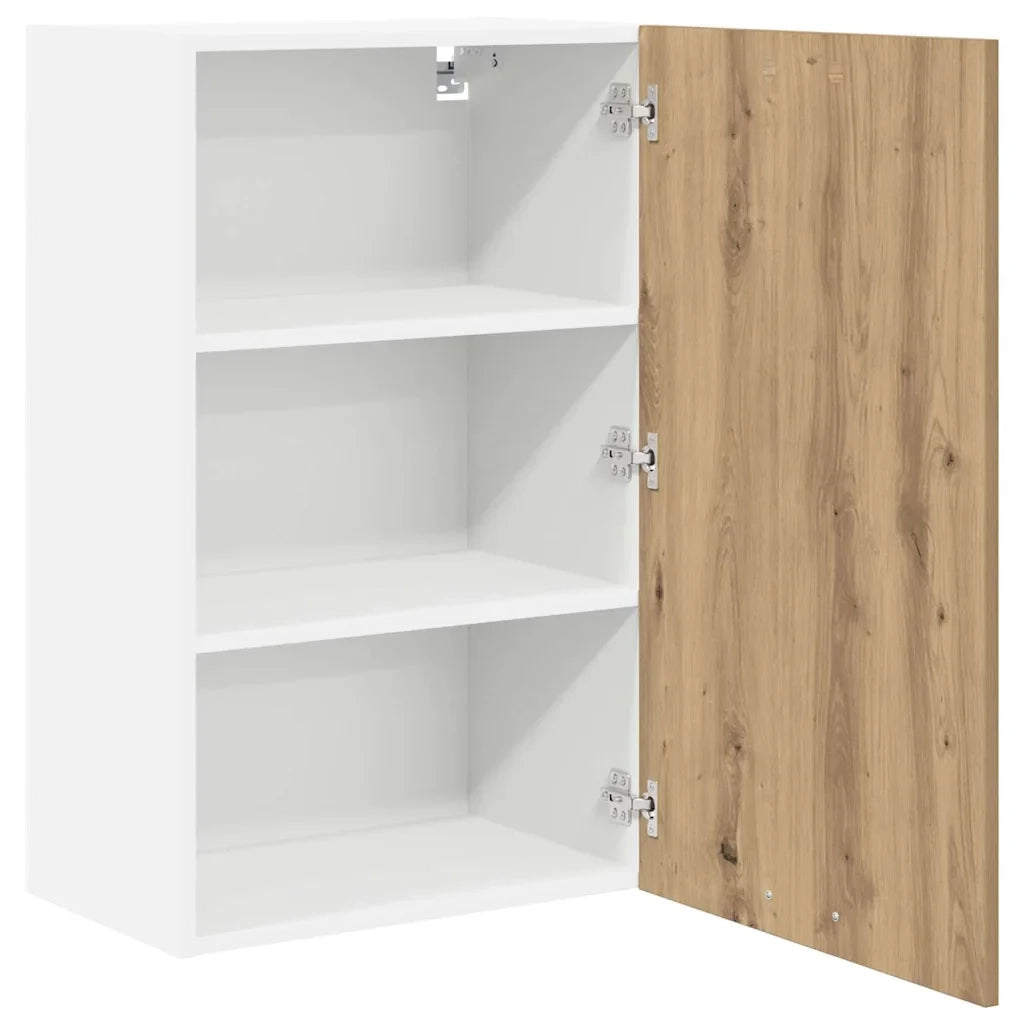 Mobiletto a parete moderno con efficiente spazio contenitivo 50 x 31 x 80 cm finitura rovere ingegnerizzato stile artigianale 02_0053312