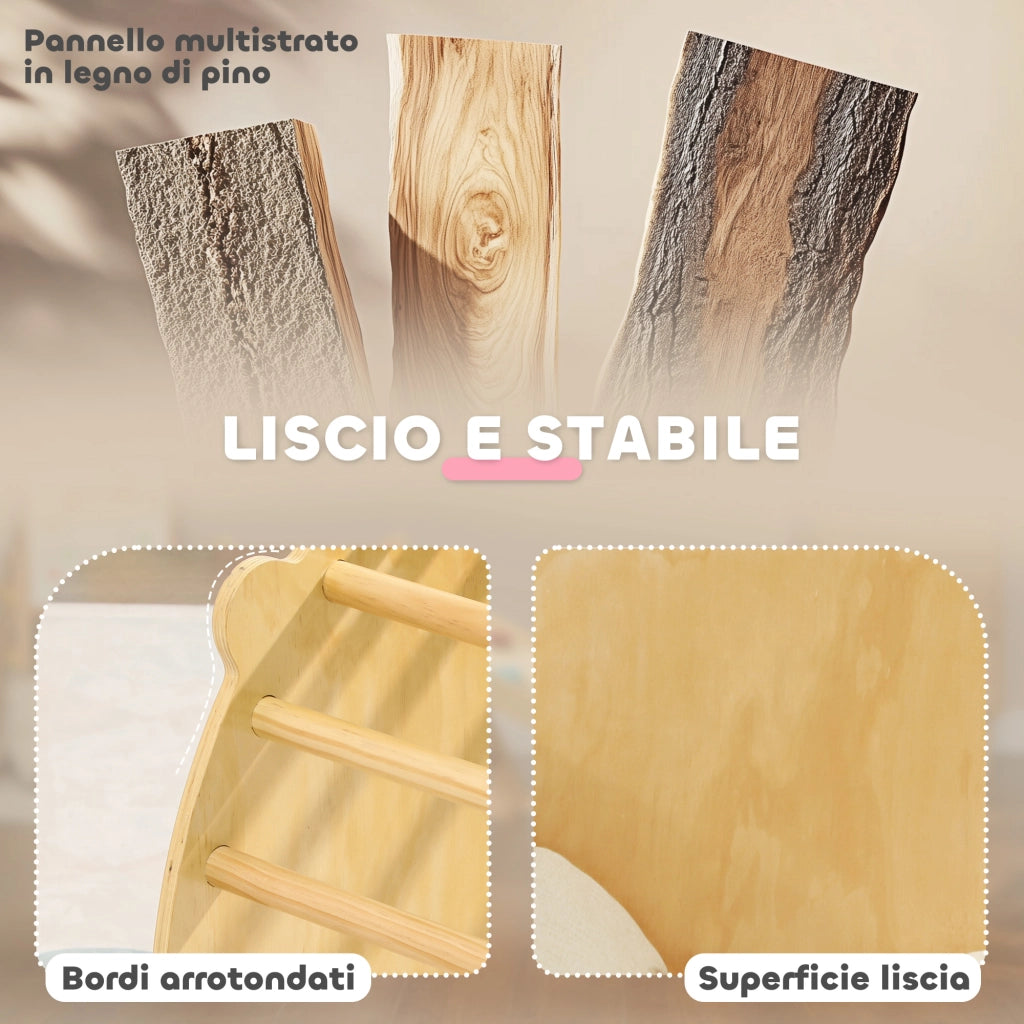 Arco Montessoriano 3 in 1 ¨C Xylo ¨C Struttura Arrampicata Tavolo Dondolo Bambini 18-48 Mesi Legno