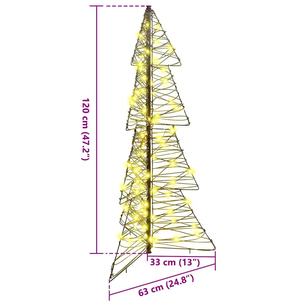 Albero di Natale con 100 LED Bianco caldo 120 cm Rattan 42019220