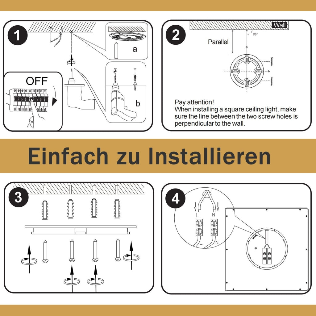 ZMH Lampada da soffitto plafoniera LED nera rotonda 22cm 15W per soggiorno corridoio