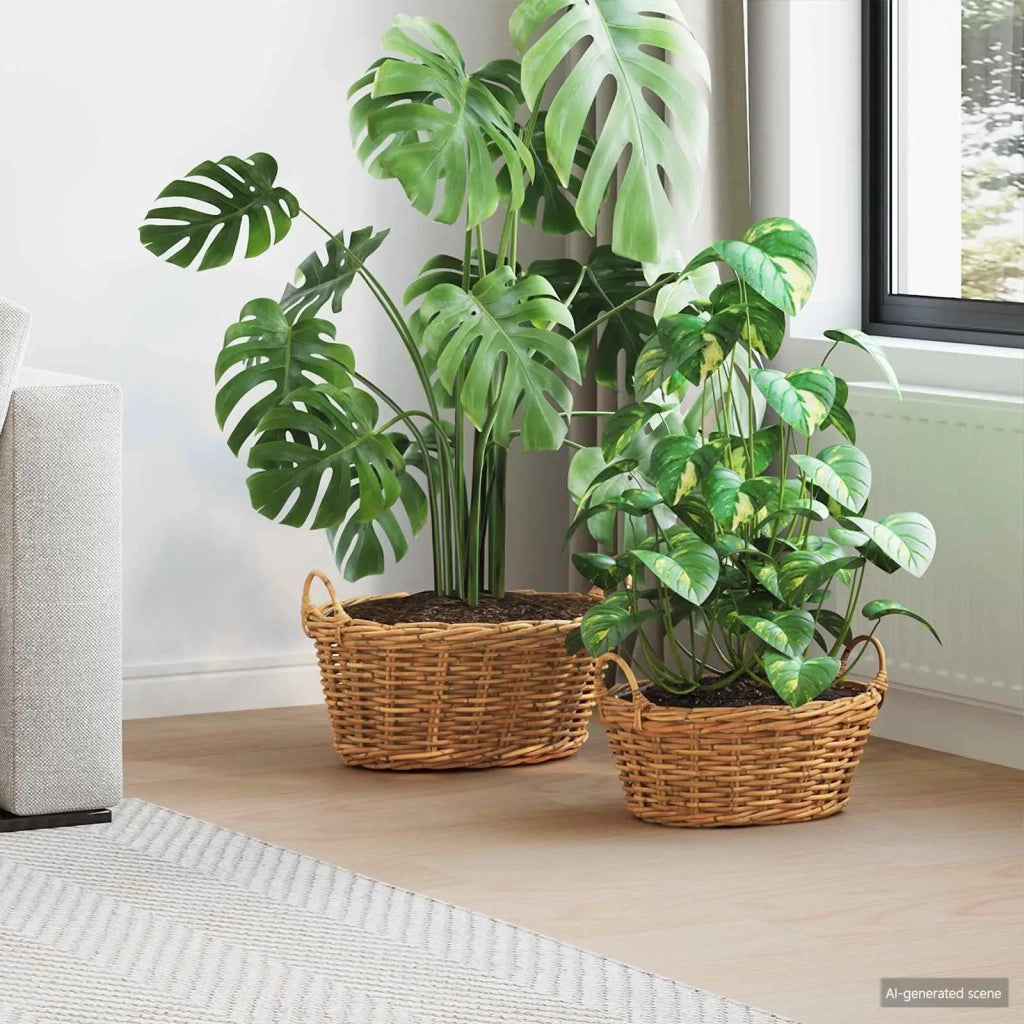 Cesto per Piante con archiviazione 2 pz Marrone Rattan Lacak CFW7609712