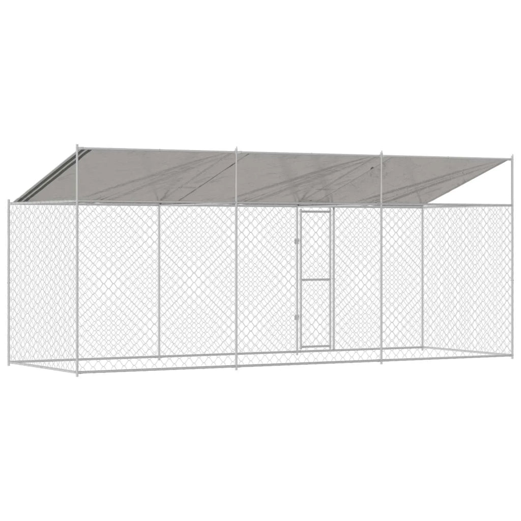 Gabbia per Cani con Tetto Argento 600 x 200 x 256 cm 3368302
