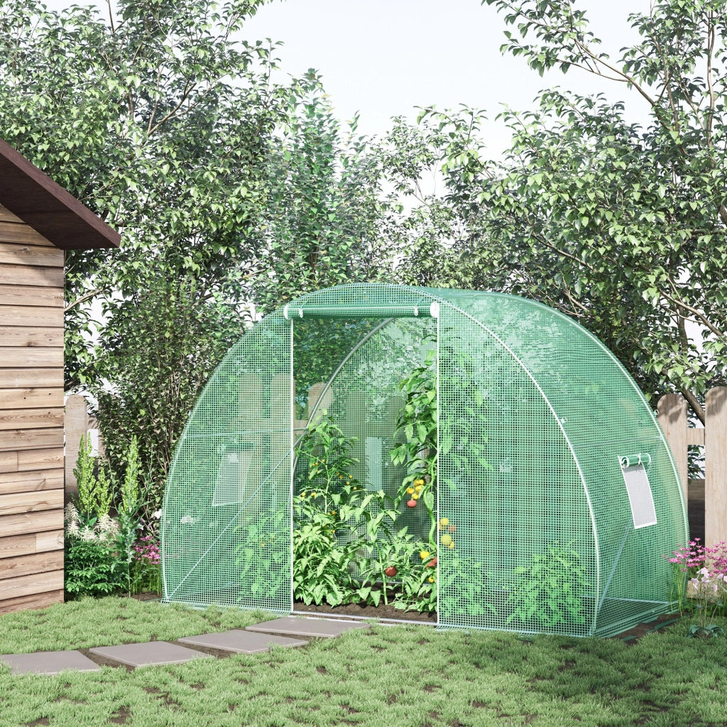 Serra Tunnel da Giardino ¨C Xylo ¨C Porta Avvolgibile, Finestre, PE Verde, Acciaio 1.5x3x2m