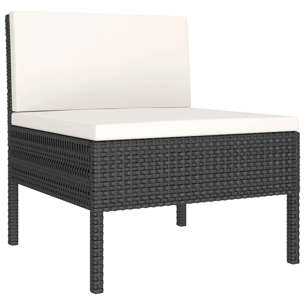 Set Divani da Giardino 11 pz con Cuscini in Polyrattan Nero 3094496