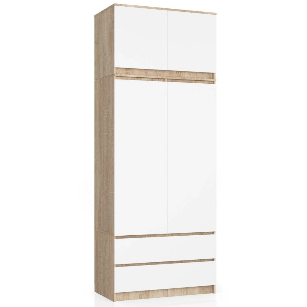 Sopralzo per armadio AKORD S90 Sonoma Quercia 90 cm 2 ante inserto frontale Bianco 90x51x55 cm