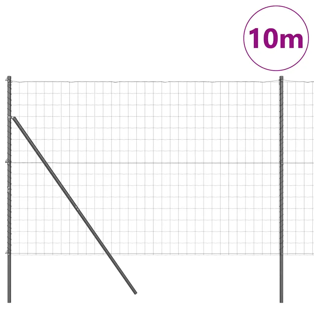Recinzione con Posto Grigio 1,5 x 10 m Acciaio e PVC 3350391