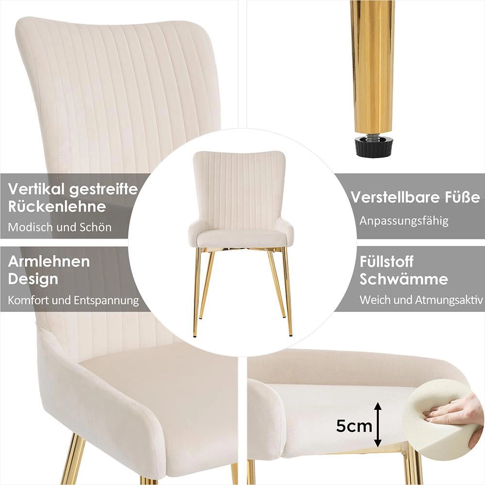 Set di 6 sedie da pranzo in velluto - Xylo - Supporto lombare gambe in metallo dorato