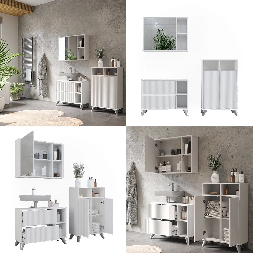 Vicco Set di mobili da bagno Bianco 80 cm, set 2