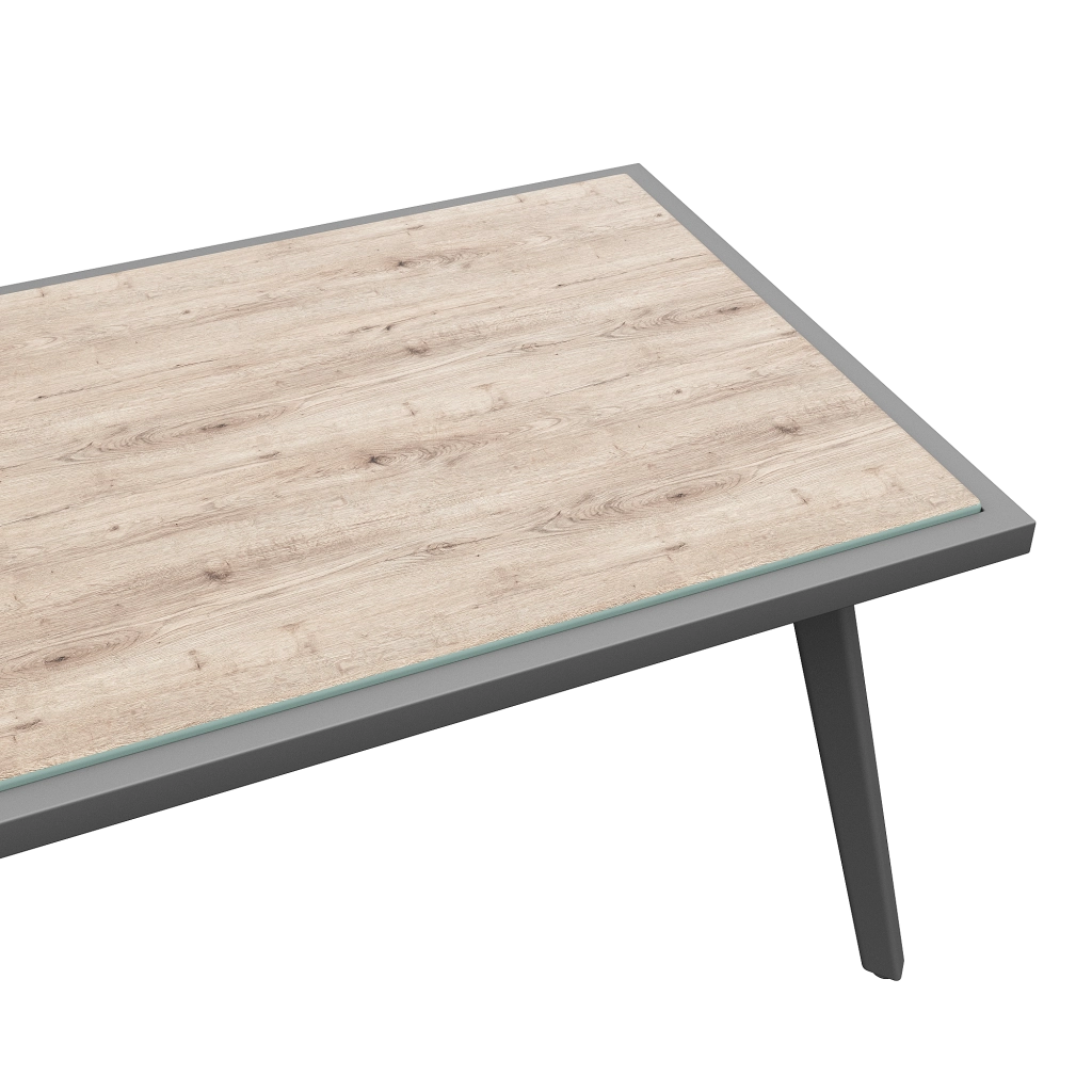 OKWISH Set da 6 Pezzi da Giardino con 1 Divano Grande, 2 Divani Piccoli, 2 Poltrone e 1 Tavolo, Metallo Legno Grigio