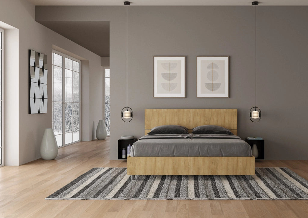Letto Matrimoniale 160x200 cm Senza Rete Testata Dritta Demas Quercia Natura
