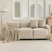 Sofa 211x67x71 cm con seduta extra ampia in chenille beige