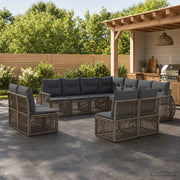 Set Divano da Giardino 11 pz Grigio e Grigio Scuro polyrattan 3435452