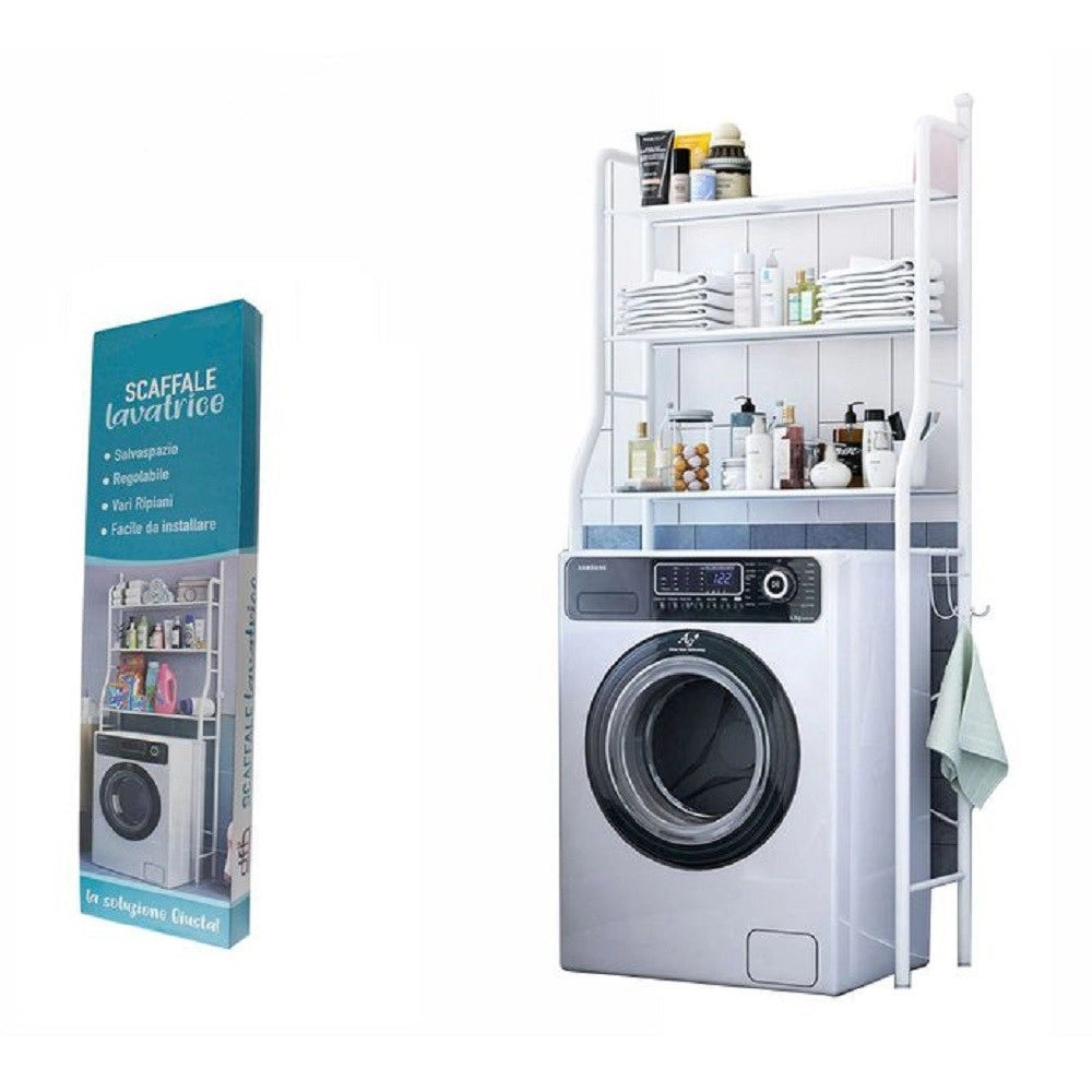 Trade Shop - Scaffale Salvaspazio Sopra Lavatrice Mensole Bagno 3 Piani Mobile Lavanderia 69078 -