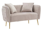 Divanetto Bucarest Grigio 127x74x73 cm Legno e Spugna e Tessuto e Metallo Grigio e Oro