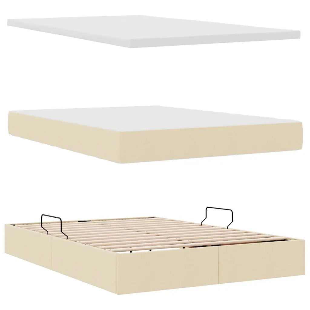 Letto con contenitore e materasso Crema 140 x 190 cm Poliestere 3371845