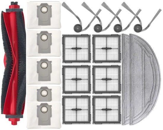 Accessori set - 18 pezzi - Adatto per Robot aspirapolvere - 1 Borstello principale, 2 Pannelli aspirapolvere, 4 Borstelli laterali, 6 Filtro HEPA, 5 Sacchi aspirapolvere