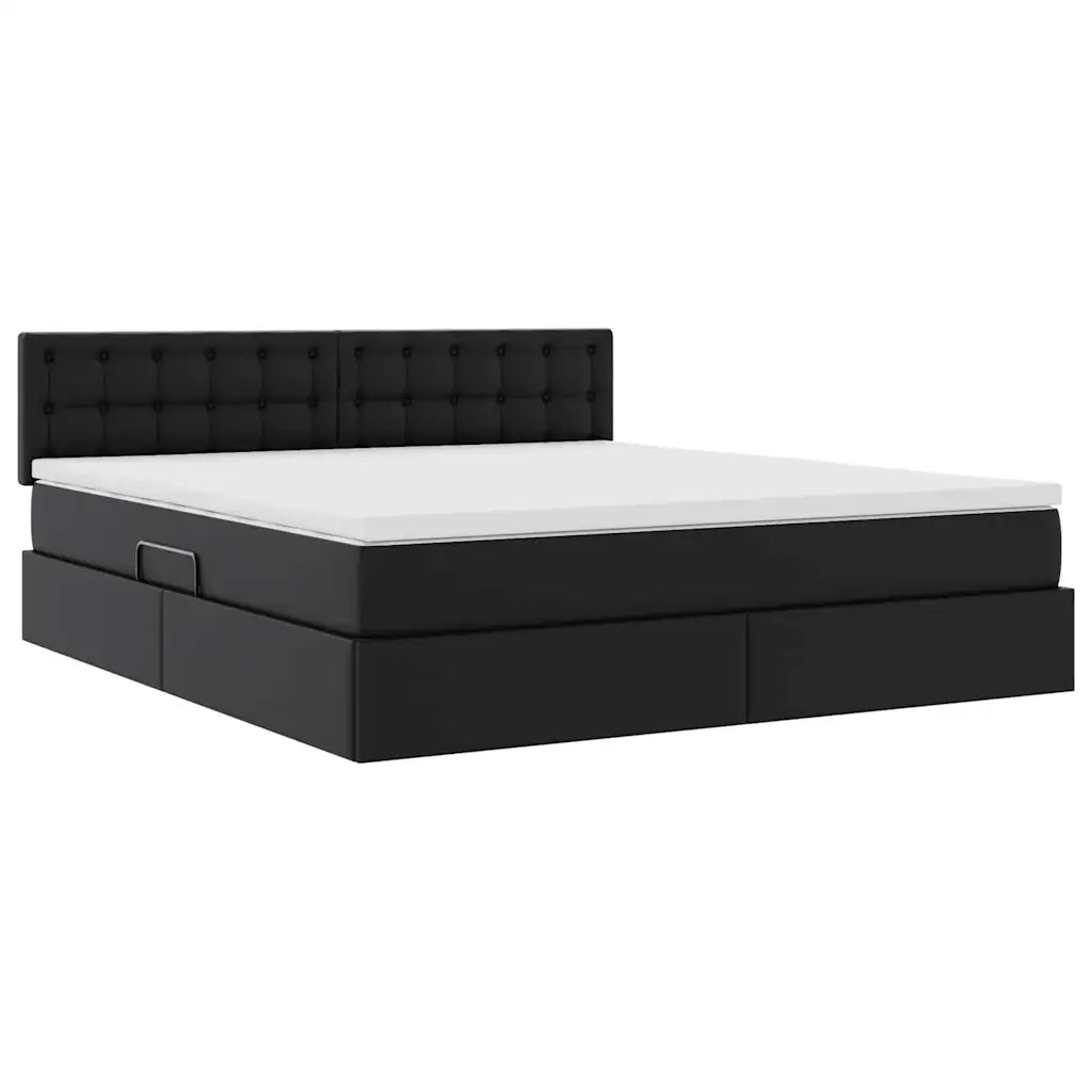 Letto con contenitore e materasso Nero 180 x 200 cm