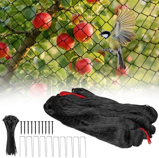 Rete di protezione per uccelli 7,5 x 15 m - Resistente alle scuffie - Resistentente ai raggi UV - Duraturo - Rete per insetti - Protezione per frutta e verdura - Rete per uccelli