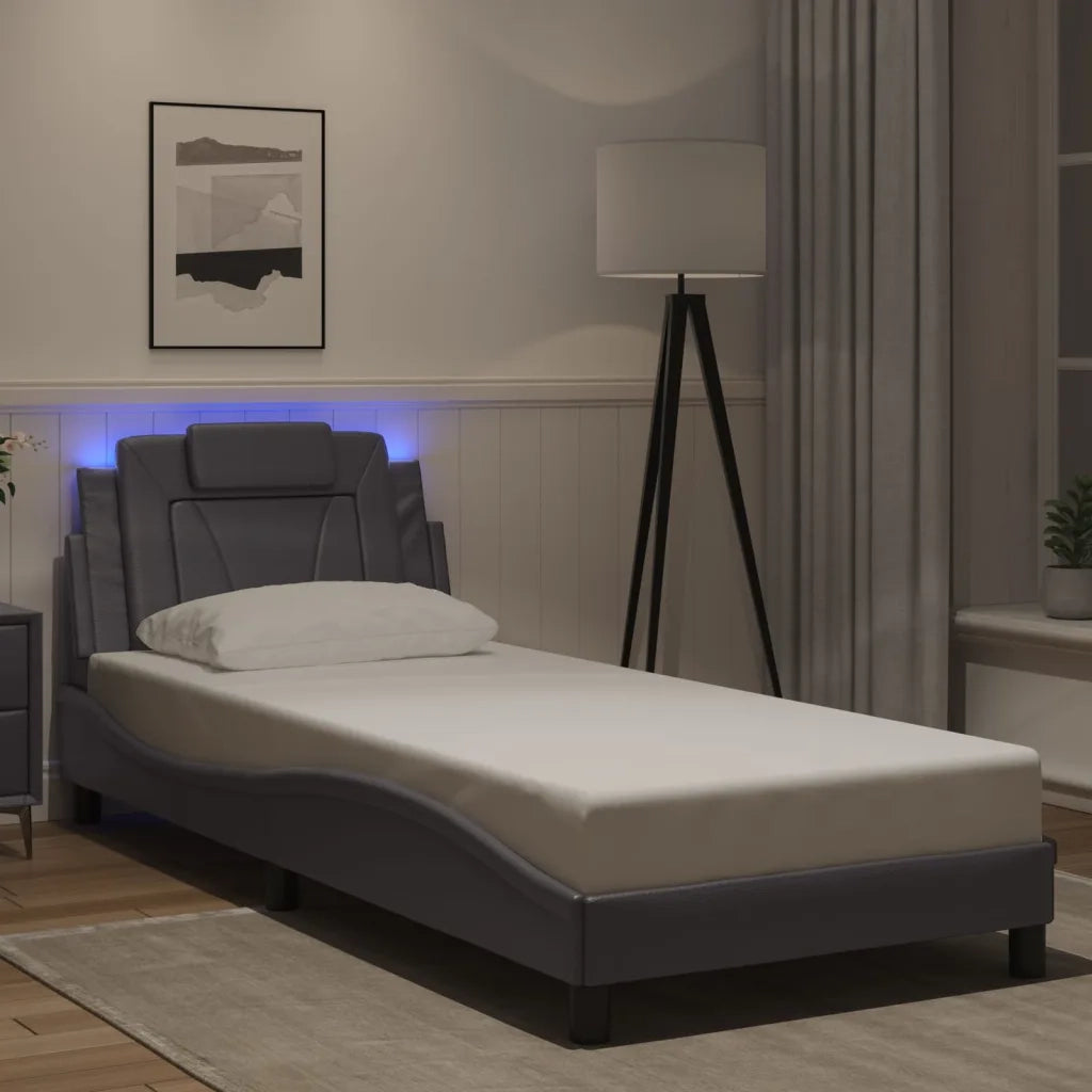 Giroletto Viana con LED senza Materasso Grigio 80x200 cm
