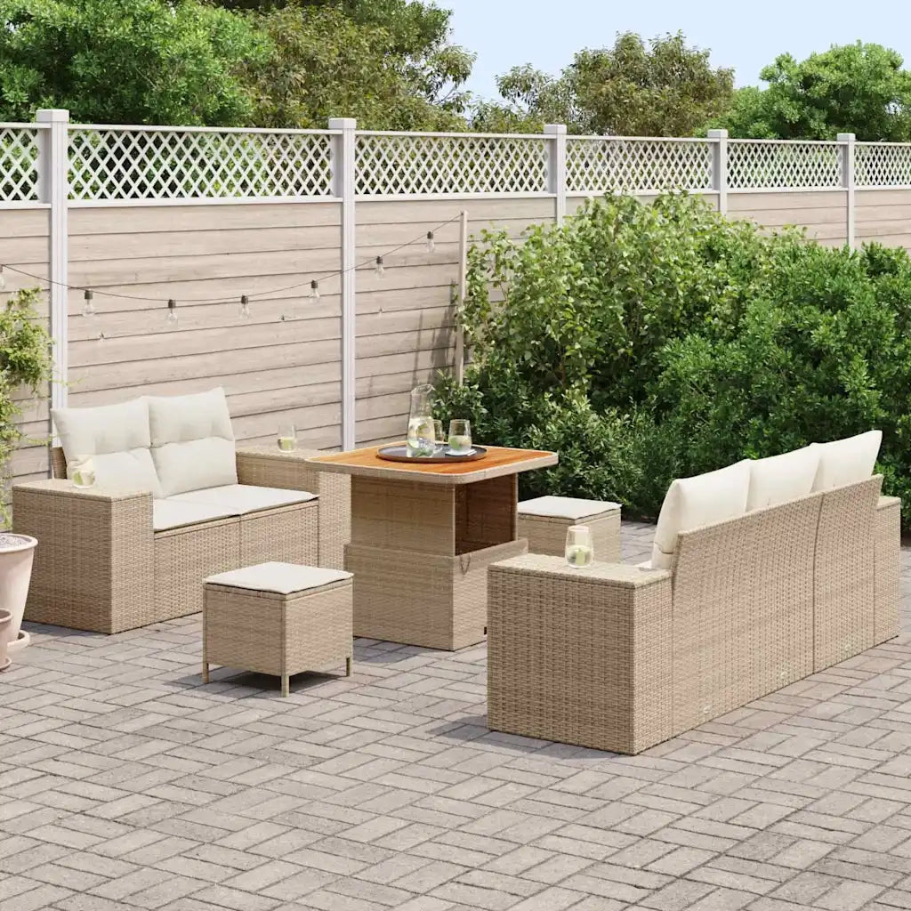 Set Divano da Giardino 8 pcs Beige polyrattan