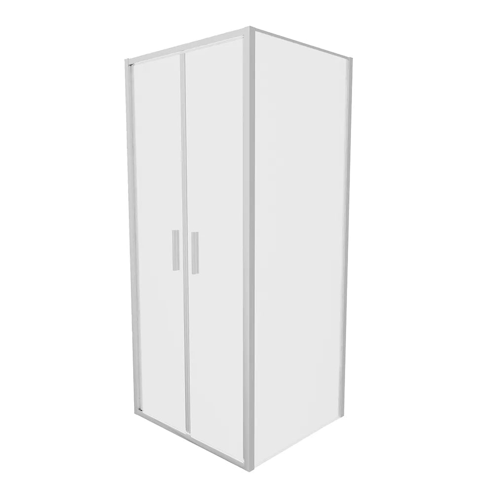 Box doccia slim 80x90cm con porta saloon e parete fissa profili cromati e vetro 6mm opaco h190| Portofino