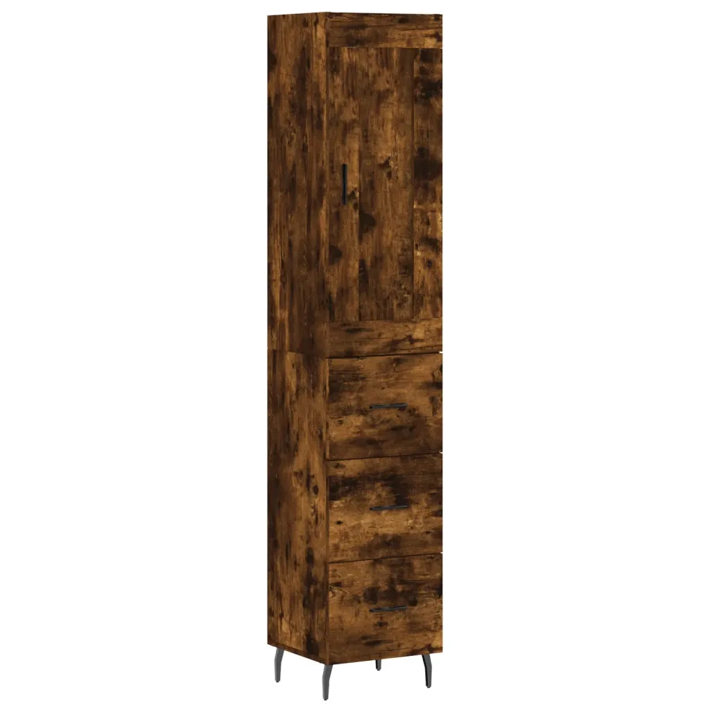 Credenza-Buffet-Armadio da cucina Rovere Fumo 34,5x34x180 cm in Legno Multistrato 307919