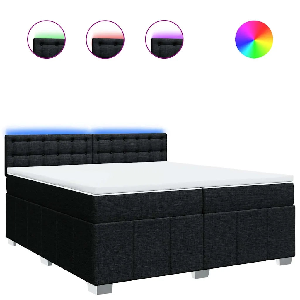 Giroletto a Molle con Materasso Nero 200x200 cm in Tessuto 3289491