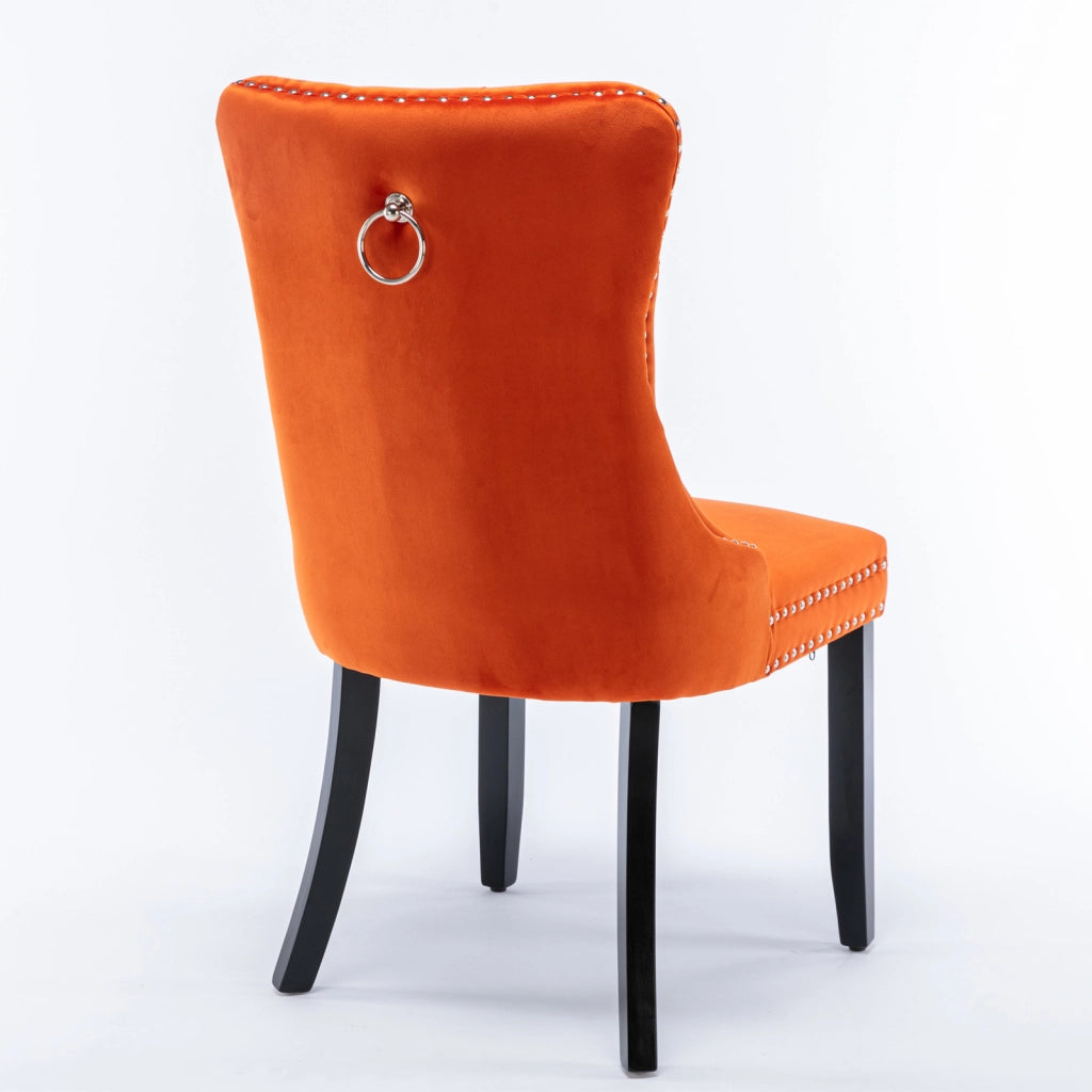 Nikki Collection - Set di 2 sedie da pranzo moderne e di alta gamma in legno massello trapuntato con rivestimento in velluto e gambe in legno con borc