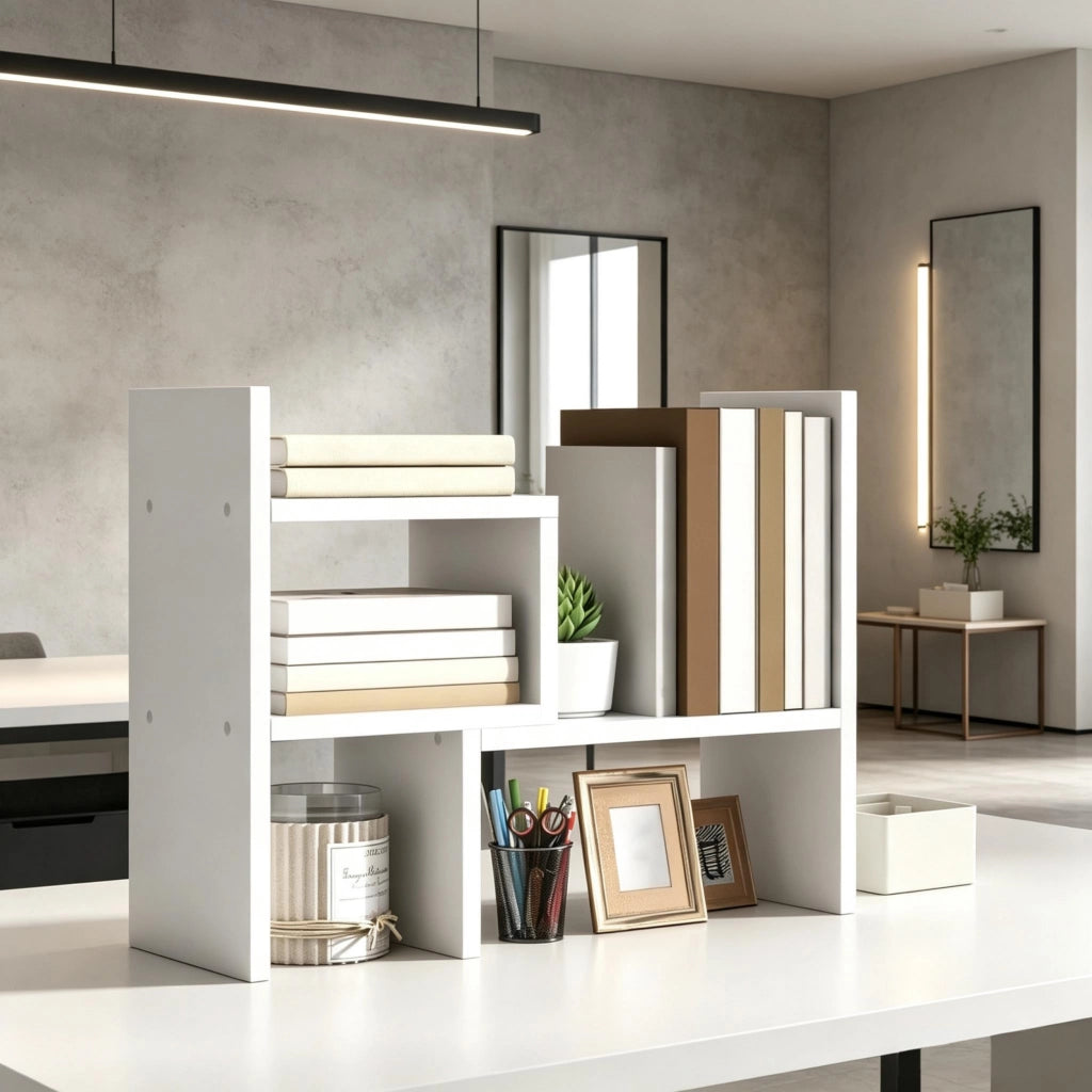 Scaffale portaoggetti versatile, elegante mobiletto da tavolo, raffinato mobiletto da scrivania, scaffale modulare da tavolo (solo con scaffale da scr