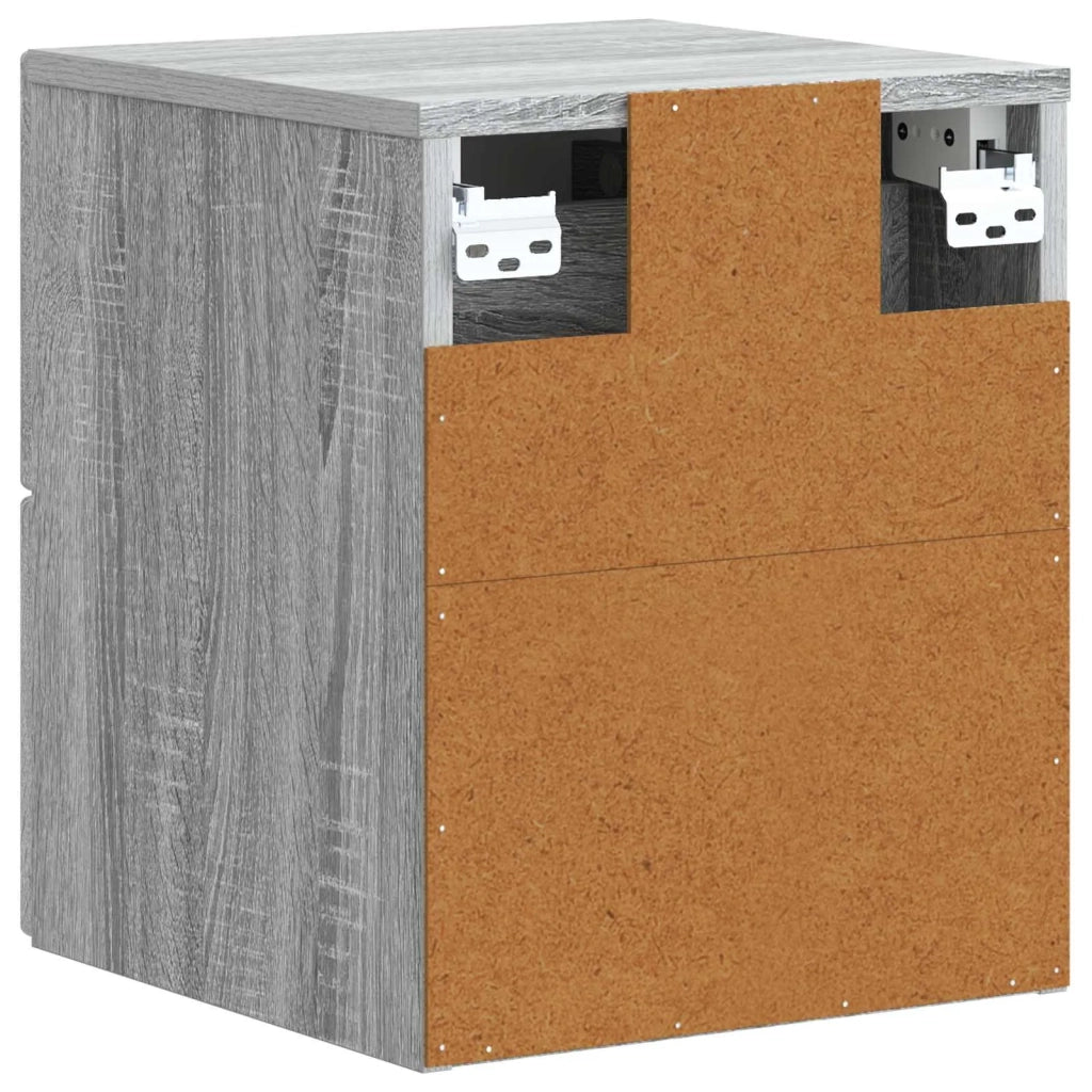 Comodino | Armadio da Notte | Mobiletto da notte a muro Grigio Sonoma 33 x 34,5 x 40 cm