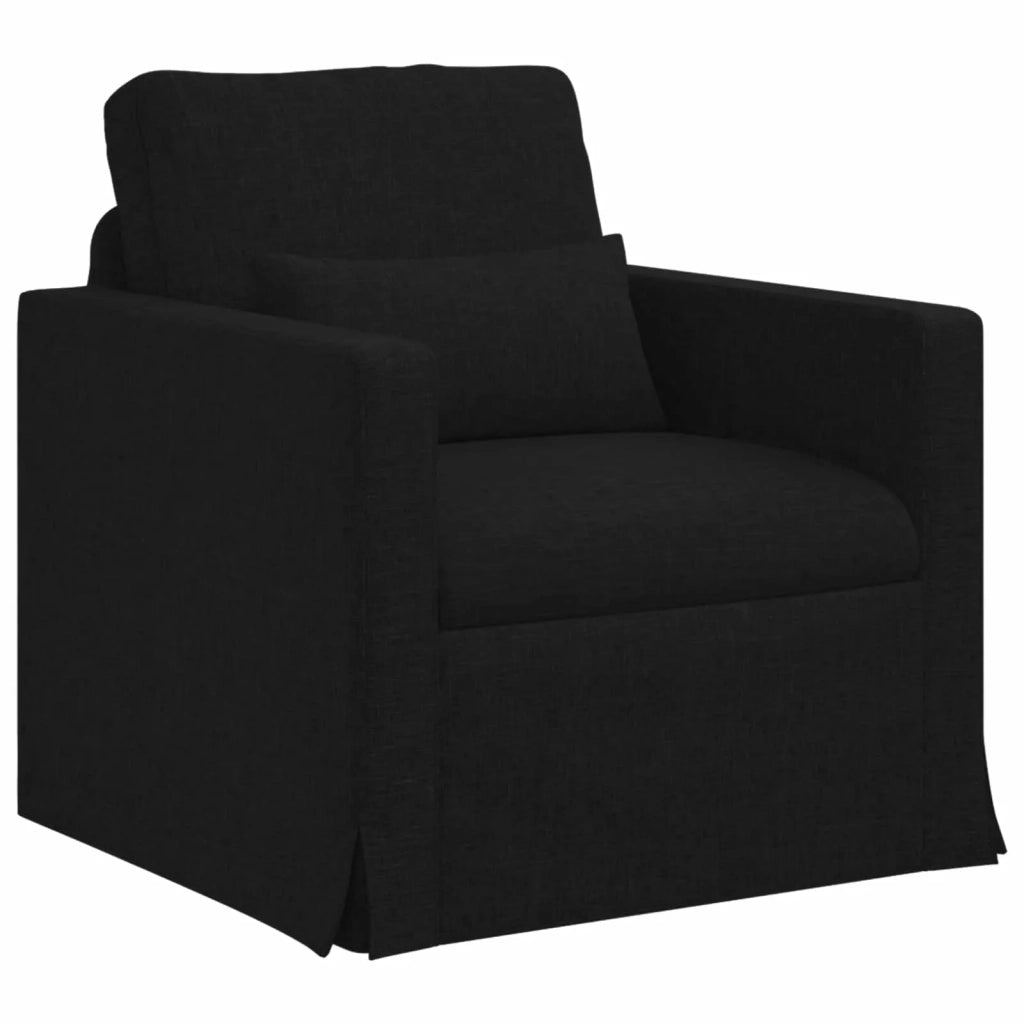 Divano 2 pcs Nero 139 x 78 x 80 cm Tessuto