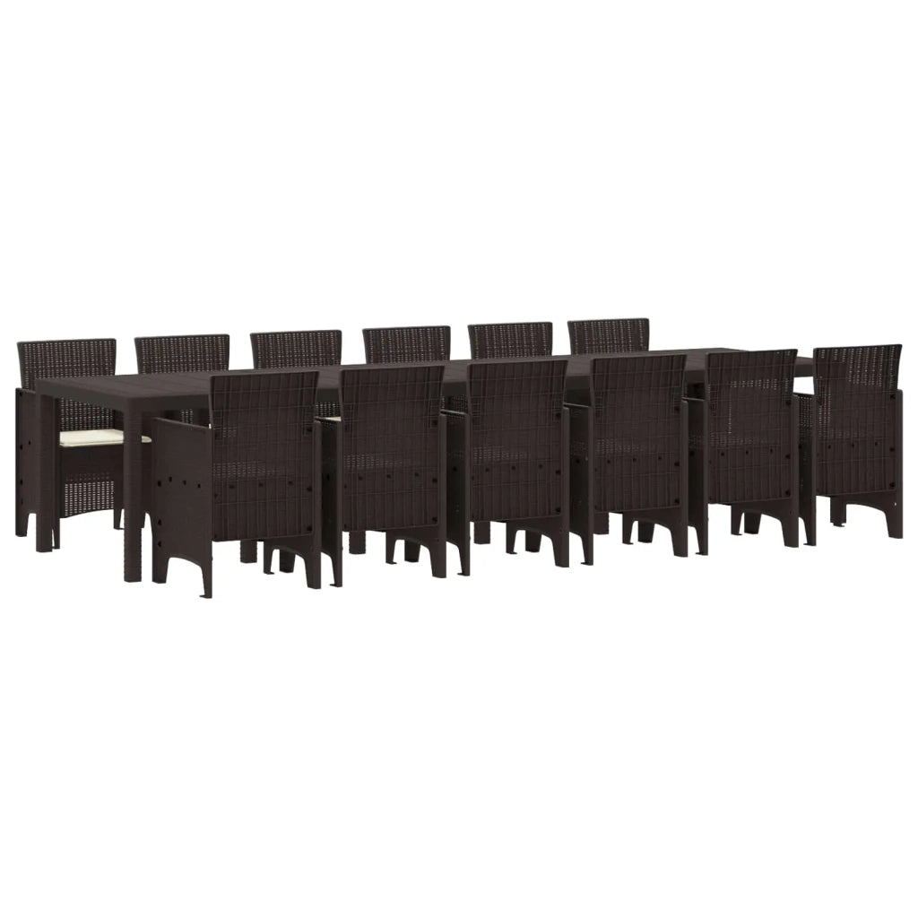 Set da Pranzo per Giardino 13 pcs Marrone Rattan Polt 3378781