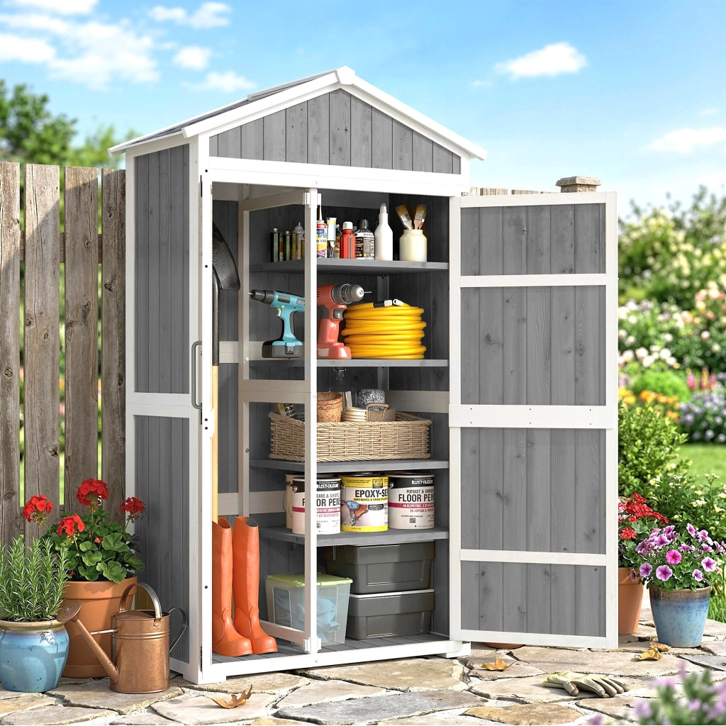 Armadio da Giardino ¨C Xylo ¨C Metallo Grigio Impermeabile 105x55x179cm