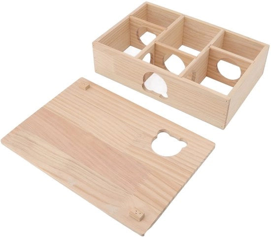 Casa per Hamster con Terrazza - Casa per Hamster in Legno - Area di Attività Multifunzionale - Rifugio per Animali Domestici - Tunnello Sotterraneo - Stami in Legno di Alta Qualità - Recinto per Animali