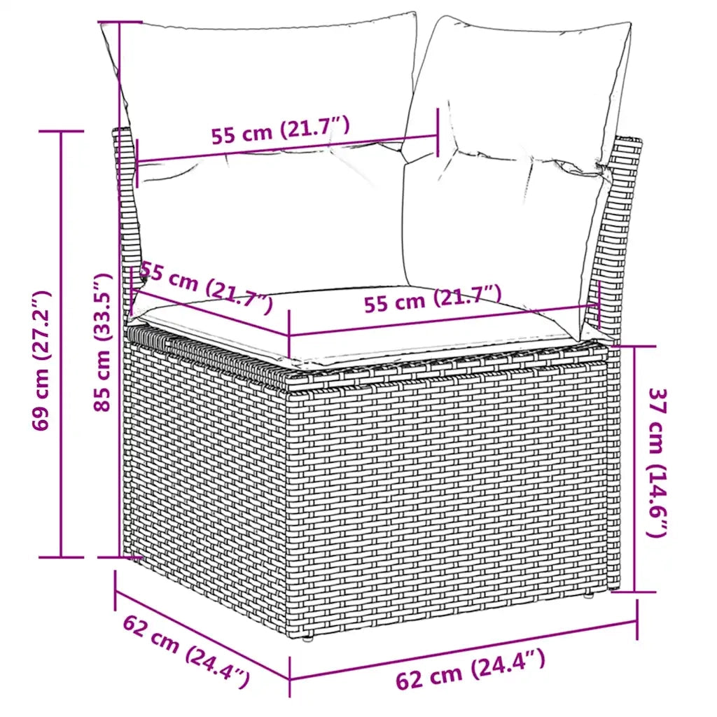 Set Divani da Giardino 11 pz con Cuscini in Polyrattan Nero 3226567