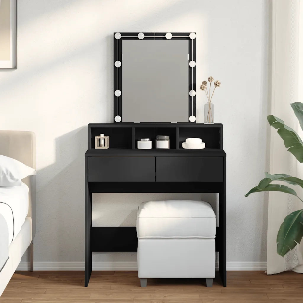 Toeletta | Tavolo da Trucco con LED Nera 80x41x144,5 cm