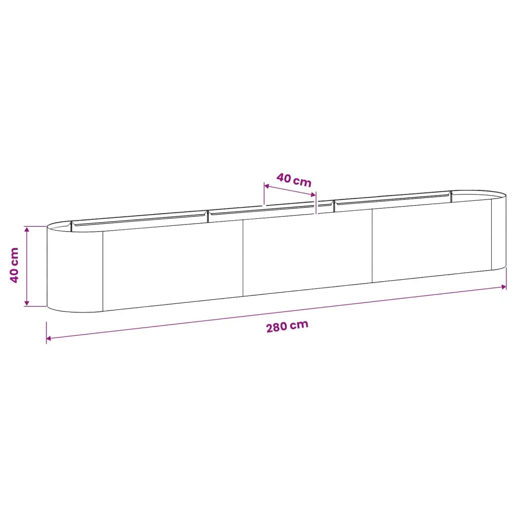 Letto rialzato da giardino Nero 280 x 40 x 40 cm 8011698