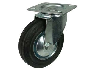 RUOTE INDUSTRIALI IN GOMMA CON PIASTRA GIREVOLE  ø mm.200 piastra mm.135x105    QUALITY