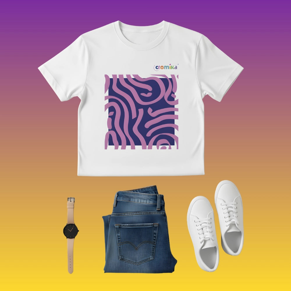T-shirt cromika arte e colore in cotone naturale *** misura extralarge - xl, modello cromika waves, confezione 1