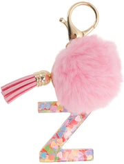 Sostegno per chiavi con iniziale Z - Sostegno per chiavi femminile - Sostegno per chiavi con pennello - Resina ecolabile - 11 cm di lunghezza - Robusto e resistente agli urti - Anello per chiavi