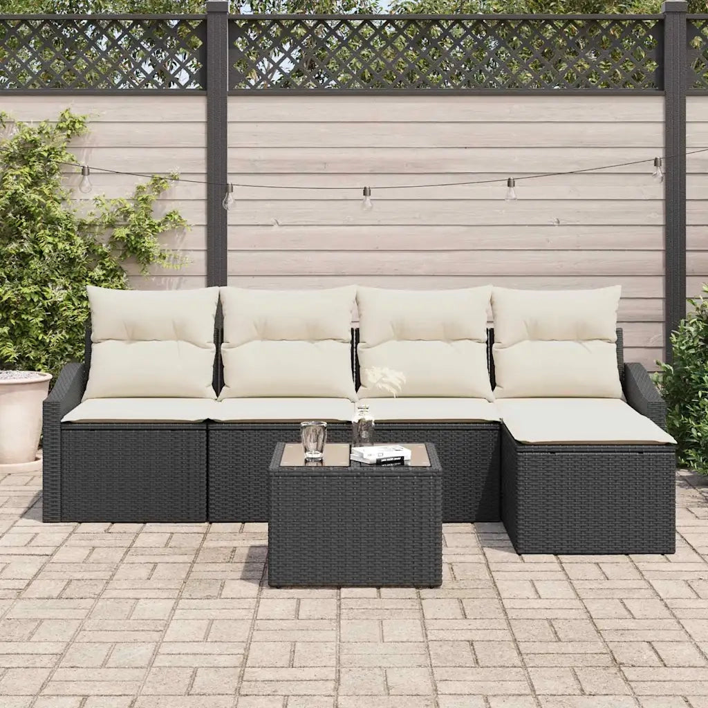 Set di divani con cuscino 6 pcs Nero polyrattan 3346687