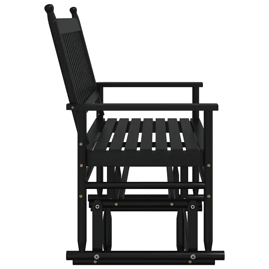 Panca a Dondolo-Sgabello-Panca da esterno Nera 118x70x104,5cm in Legno Massello di Pioppo
