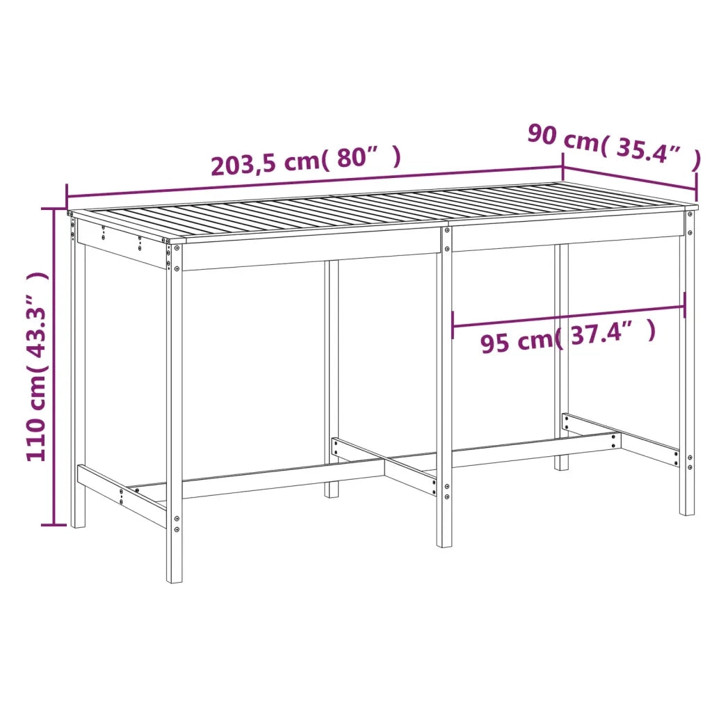 Tavolo da Giardino 203,5x90x110 cm in Legno Massello di Douglas 824107