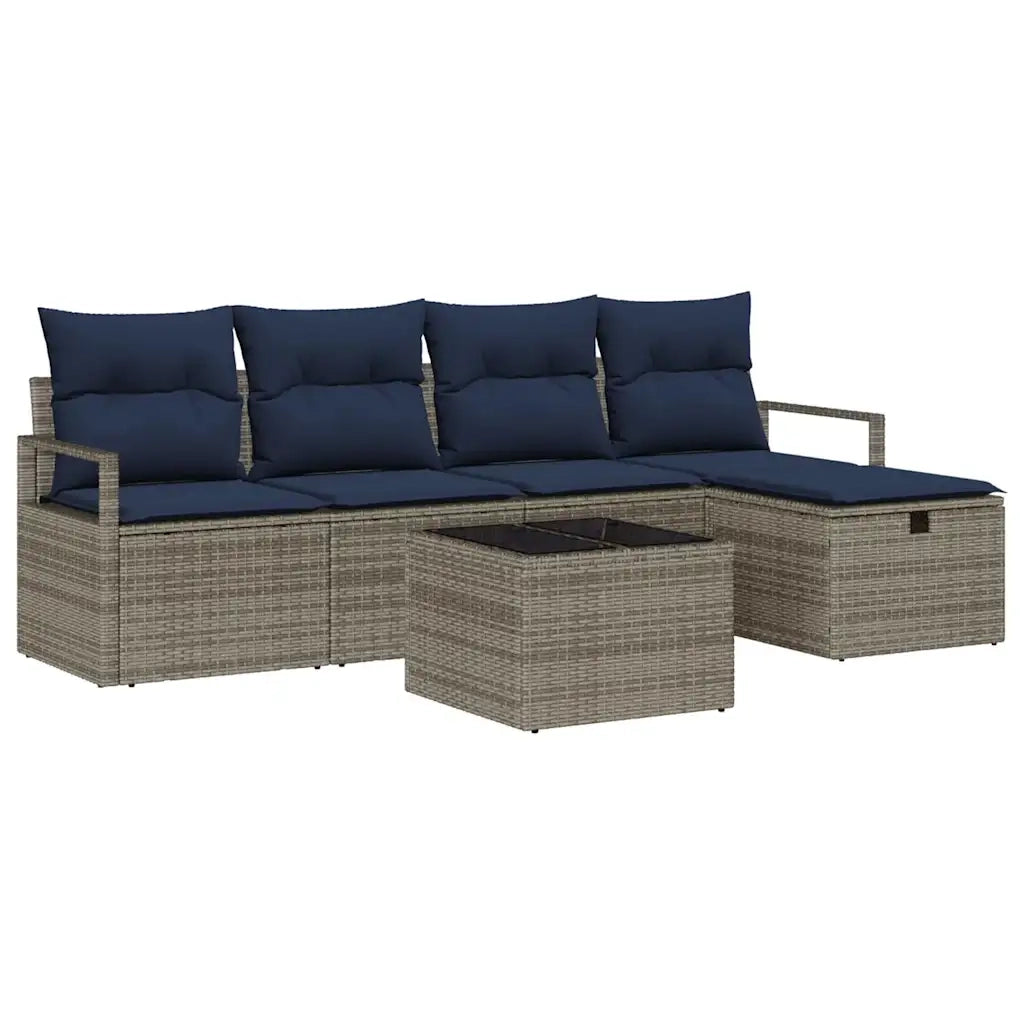 Set di divani con cuscino Grigio e Blu Navy polyrattan 3359174