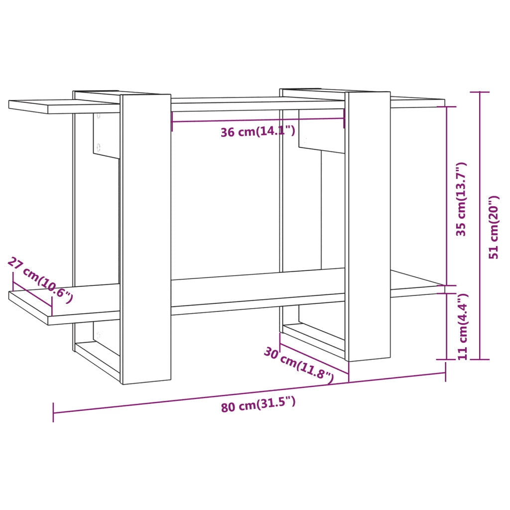 Libreria Divisorio-Scaffale per Libri-Mobile di Stoccaggio Bianco Lucido 80x30x51 cm