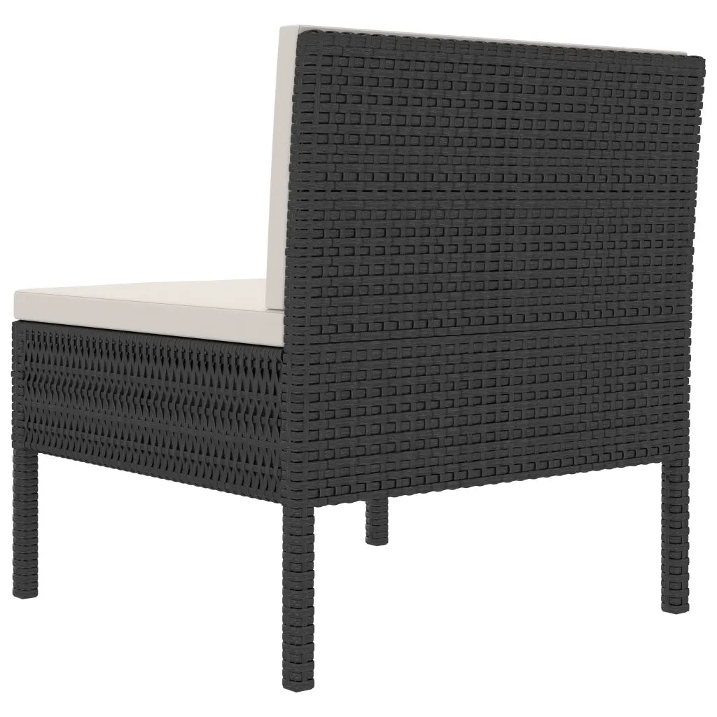 Sedie da Giardino 3 pz con Cuscini in Polyrattan Nere 310190